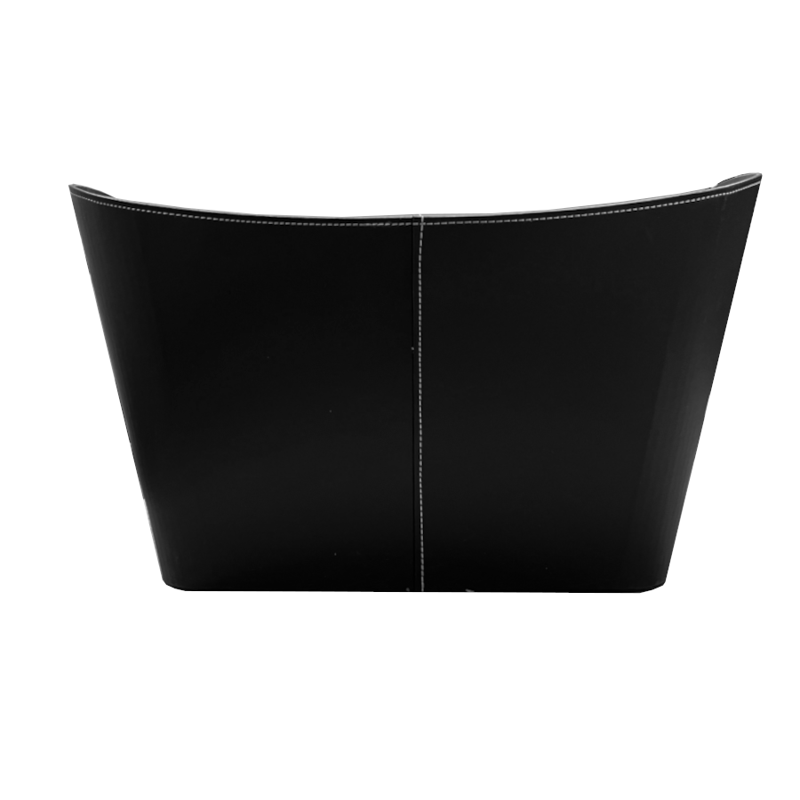 Large Black Leather Look Log Basket