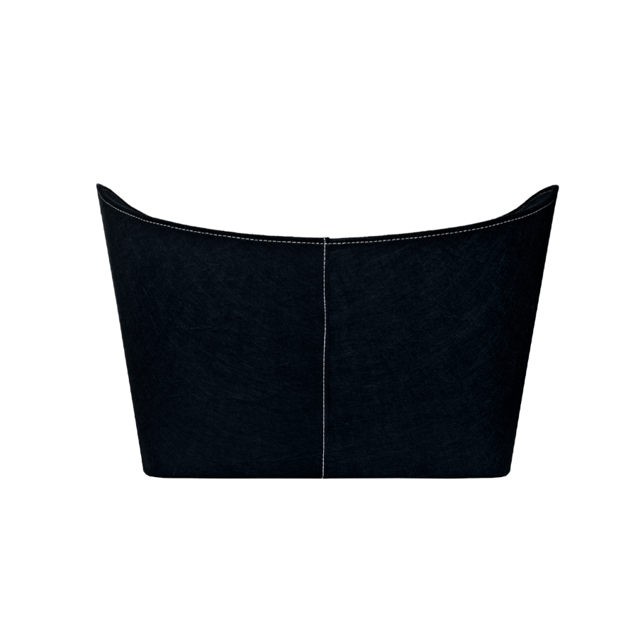 Large Dark Grey Leather Look Log Basket