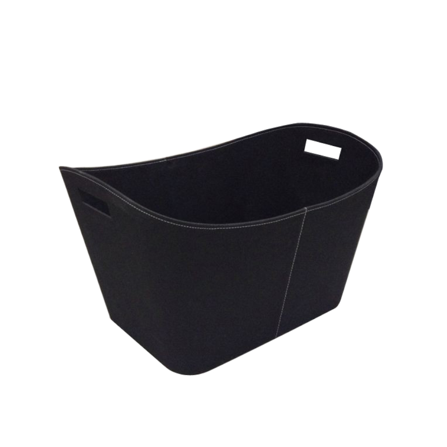 Large Dark Grey Leather Look Log Basket