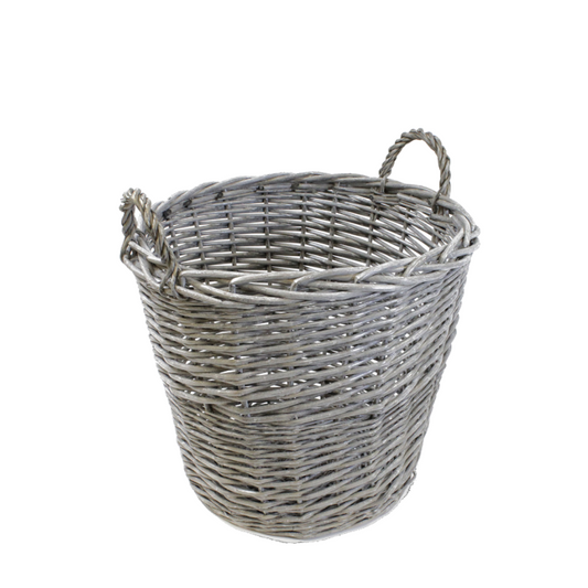 Chunky Grey Weave Wicker Basket