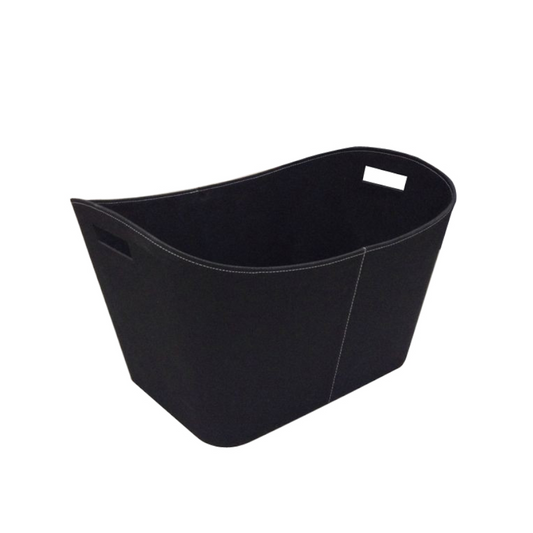 Large Dark Grey Leather Look Log Basket
